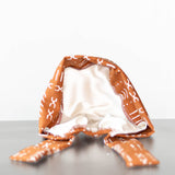 Interior of crew chemo cap showing the satin lining