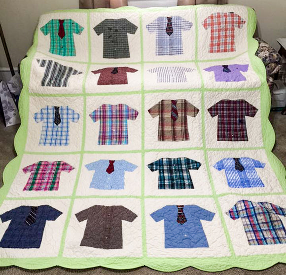 Quilt made from dress shirts and ties